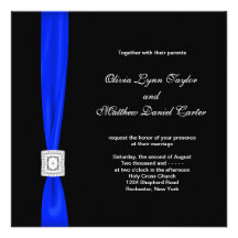 Royal Blue Black Wedding Custom Announcements