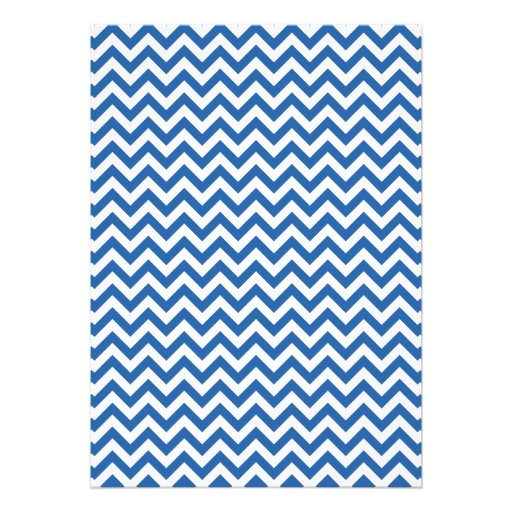 Royal Blue Boy Moustache Chevron Baby Shower Invite