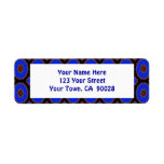 Royal blue circle pattern return address label
