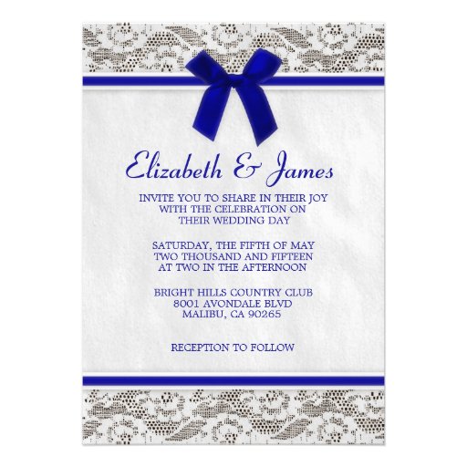Royal Blue Country Lace Wedding Invitations
