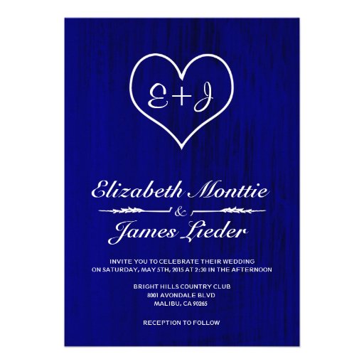 Royal Blue Country Wedding Invitations