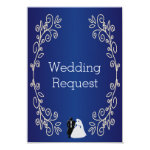 Royal Blue Damask Bridesmaid Request Customized Invitation Cards