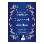 Royal Blue Damask Wedding Order Of Service Personalized Announcement