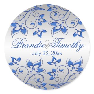 Royal Blue Floral and Silver 1.5