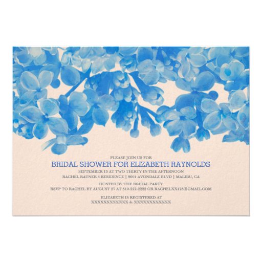 Royal Blue Floral Bridal Shower Invitations