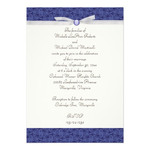 Royal Blue Florentine Wedding Invitation