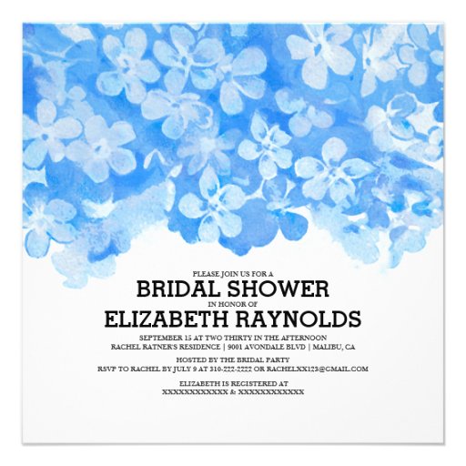 Royal Blue Flowers Bridal Shower Invitations
