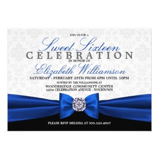 Royal Blue Formal Elegant Sweet 16 Invitation