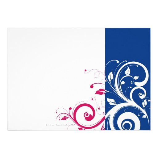 Royal Blue/Fuchsia Swirl Wedding Invitation