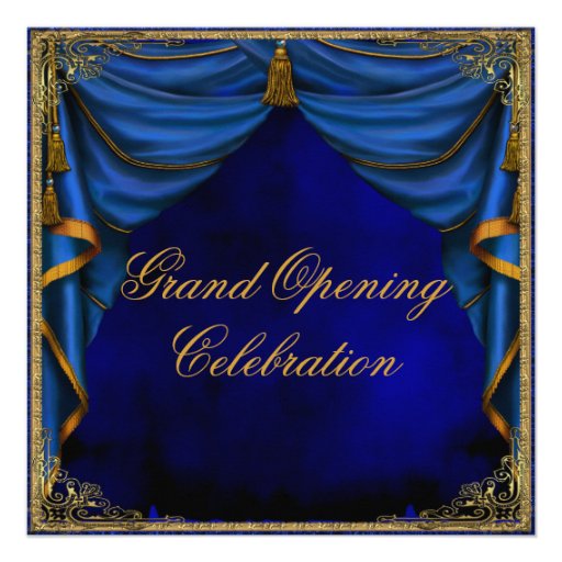 Royal Blue Gold Corporate Business Grand Opening Personalized Announcement