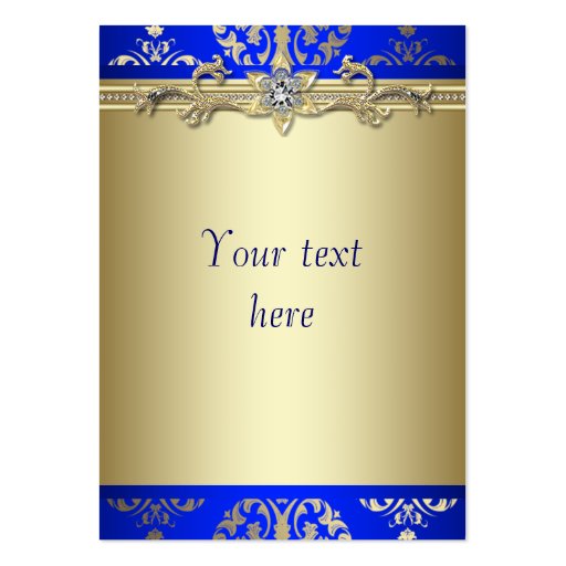 Royal Blue Gold Damask Business Cards (back side)