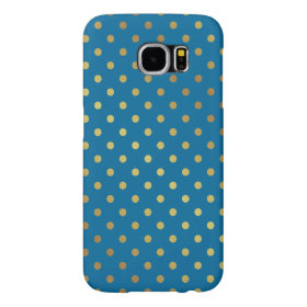 Royal Blue Gold Glitter Dots Adorable Pattern Samsung Galaxy S6 Cases