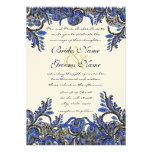 Royal Blue & Gold Paisley Damask Wedding Invite