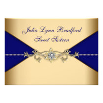 Royal Blue Gold Sweet Sixteen invitations
