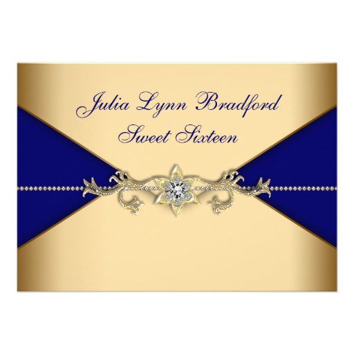 Royal Blue Gold Sweet Sixteen 5 X 7 Invitation Card Zazzle