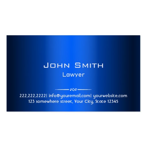Royal Blue Gradient Lawyer/Attorney Business Card (front side)