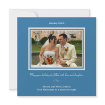 Royal blue hanukkah holiday photo greeting card invitations