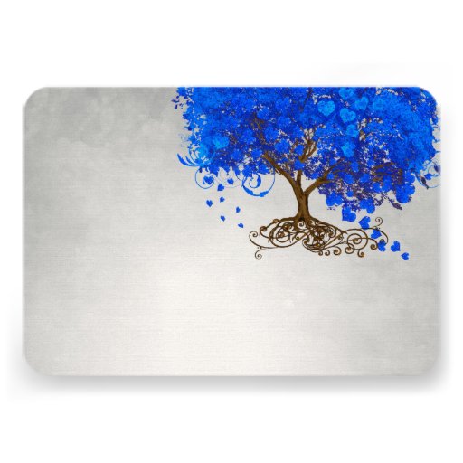 Royal Blue Heart Leaf Tree Wedding Invites