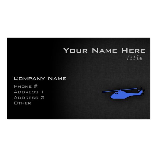 Royal Blue Helicopter Business Card Template (front side)