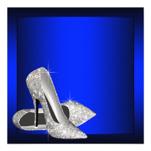 Royal Blue High Heels Womans Birthday Party Custom Announcements