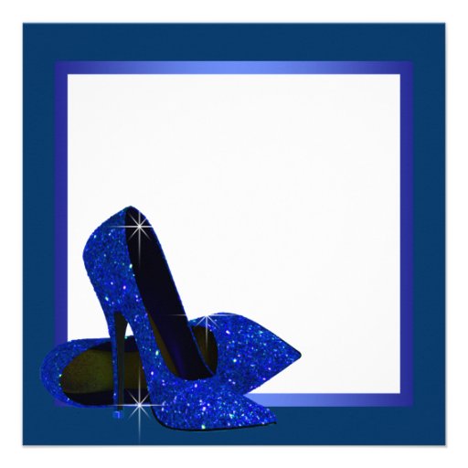 Royal Blue High Heels Womans Birthday Party Announcement