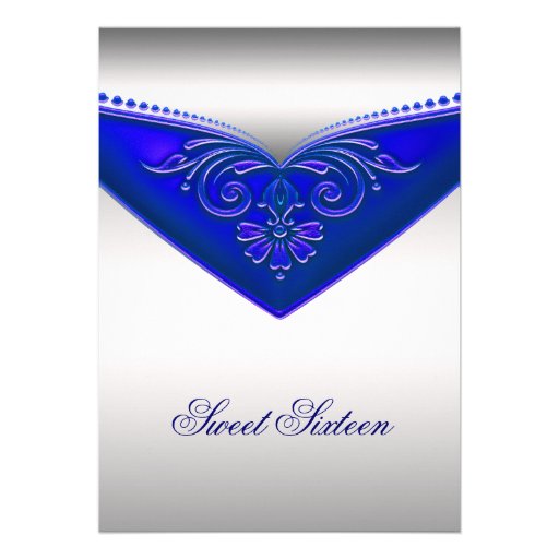 Royal Blue Ivory Sweet Sixteen Birthday Party Personalized Invitation