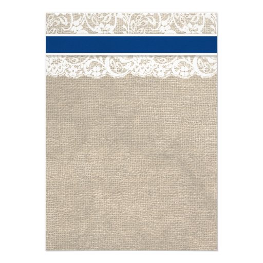 Royal Blue Lace & Burlap Wedding Invite 2
