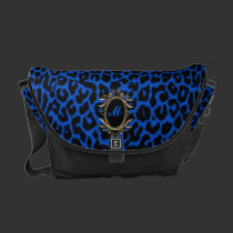 Royal Blue Leopard Monogram Messenger Bag messenger bags