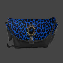 Royal Blue Leopard Monogram Messenger Bag messenger bags
