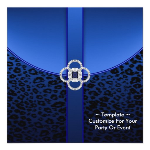 Royal Blue Leopard Party Invitation (front side)