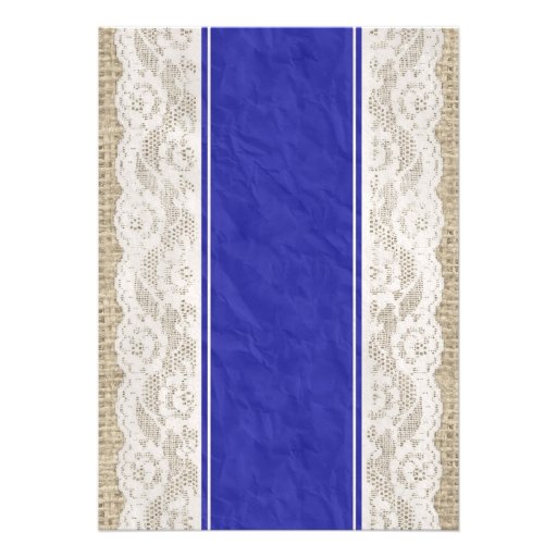 Royal Blue Linen Burlap Lace Bridal Shower Invites