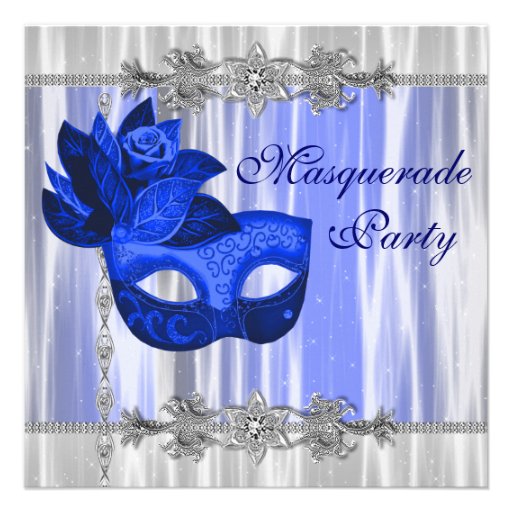 Royal Blue Masquerade Party Invitation
