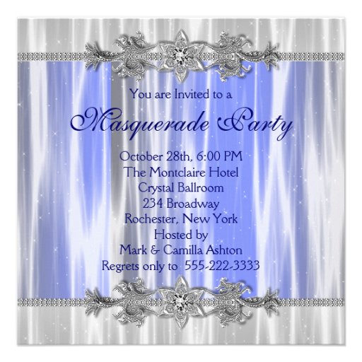 Royal Blue Masquerade Party Invitation
