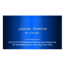 Royal Blue Metal Bartender Business Card