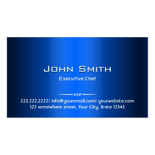 Royal Blue Metal Chef Business Card (front side)