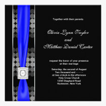 Royal Blue Modern Dot Black White Wedding invitations