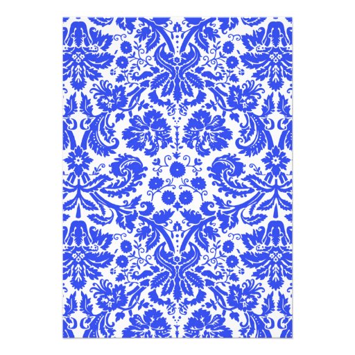 Royal Blue Monogram Damask Bridal Shower Invites