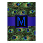 Royal Blue Monogram Peacock Custom Invite