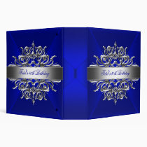 Royal Blue On Silver 50th Birthday Party binders