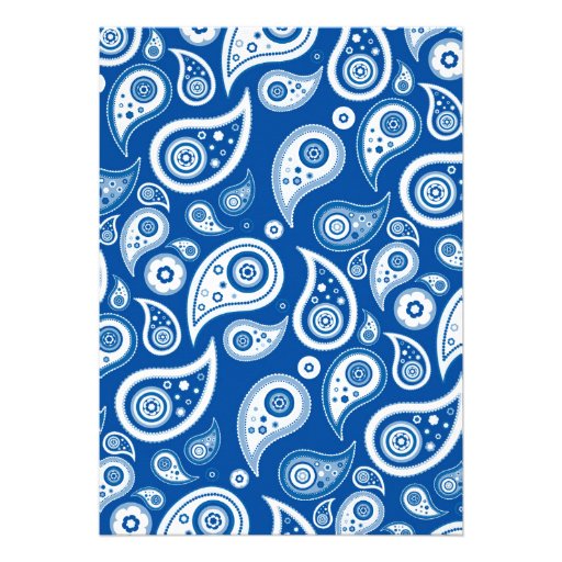 Royal Blue Paisley Wedding Invitations