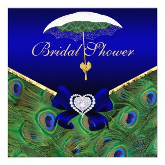 Royal Blue Peacock Bridal Shower Invite