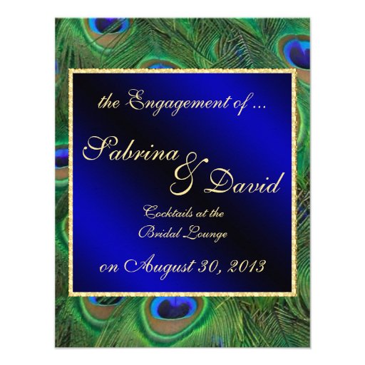 Royal Blue Peacock Engagement  Announcement