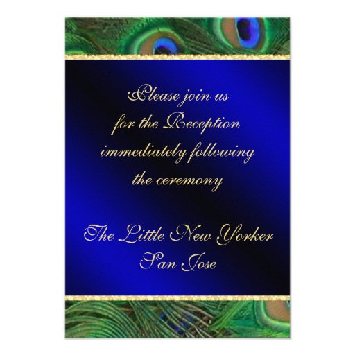 Royal Blue Peacock Reception card