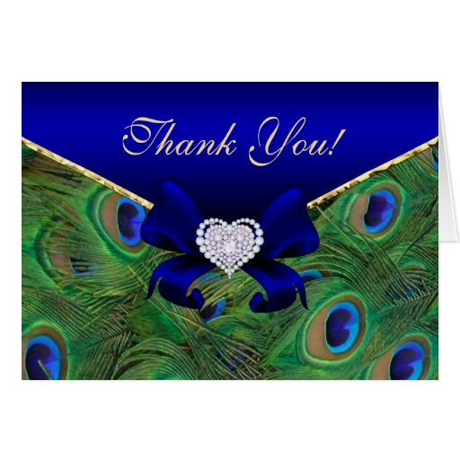 Royal Blue Peacock Thank You Card Zazzle
