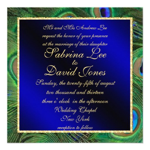 Royal Blue Peacock Wedding Invitation