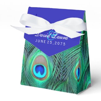 Royal Blue Peacock Wedding Party Favor Boxes