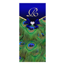 Royal Blue Peacock Wedding Program Rack Card