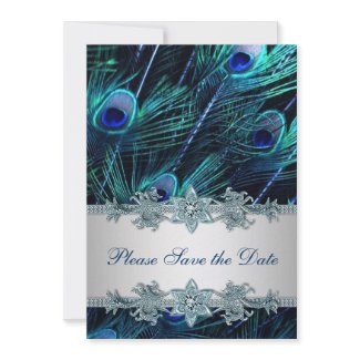 Royal Blue Peacock Wedding Save the Date Invites