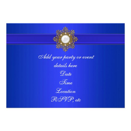 Royal Blue Pearl All Occasion Party Custom Announcement