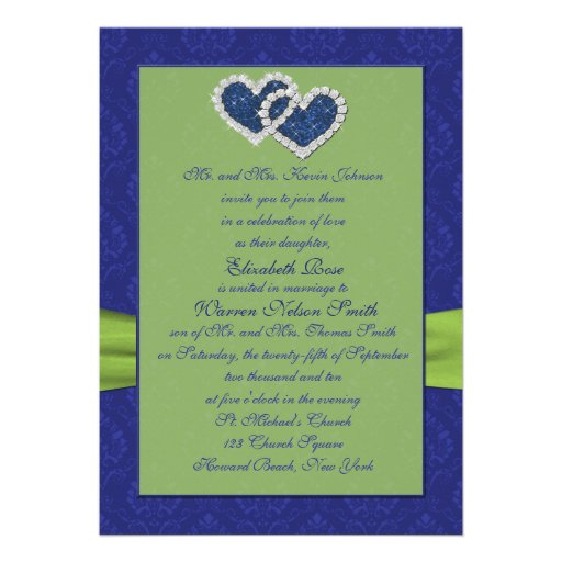 Royal Blue Pleats and Chartreuse Invitation